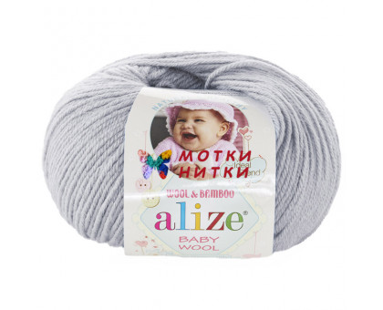 Пряжа Baby Wool (Беби вул) 052 Светло-серый от фабрики Alize