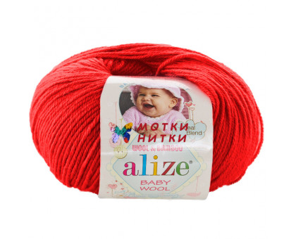 Пряжа Baby Wool (Беби вул) 56 Красный от фабрики Alize