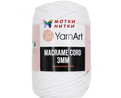 Пряжа Macrame Cord 3mm (Макраме корд 3 мм) 751 Белый